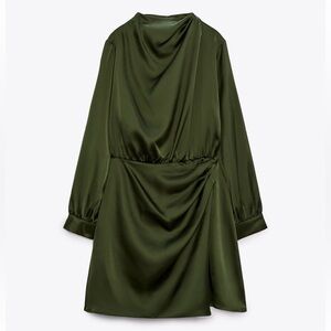 Zara pleated satin mini dress